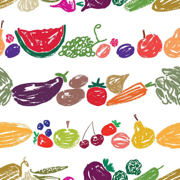 Tapete Mit Buntstift bemaltes Gemüse