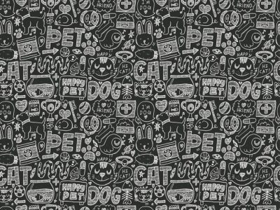 Tapete Mit Kreide gezeichnete Tiere