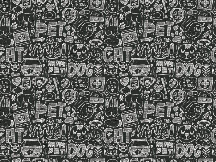 Tapete Mit Kreide gezeichnete Tiere