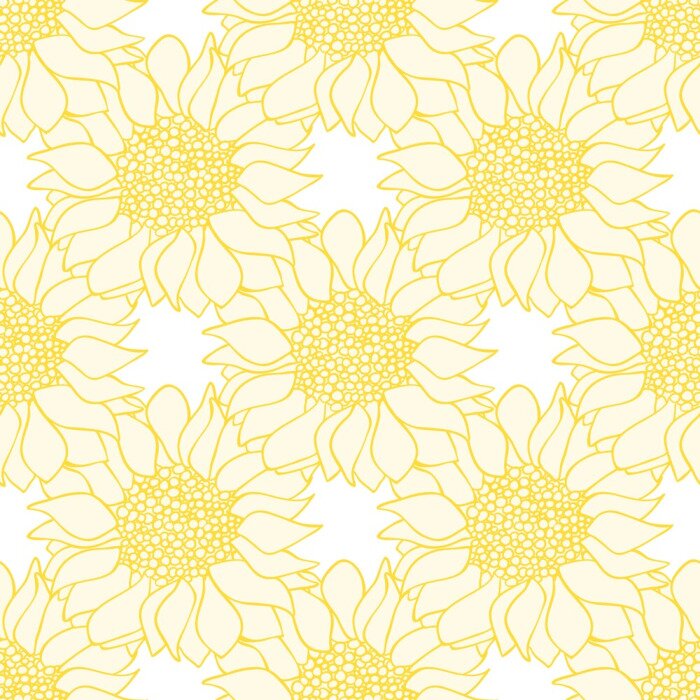 Tapete Mit Linie gemalte gelbe Sonnenblumen