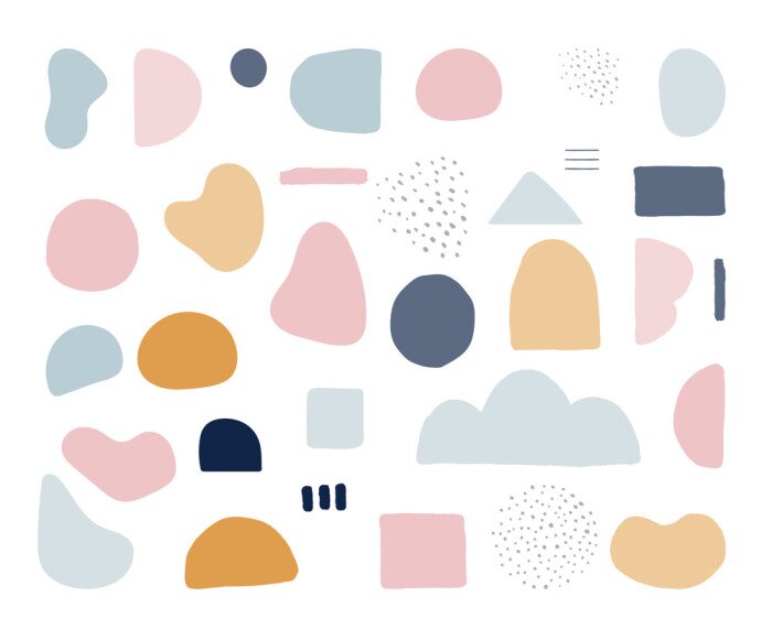 Tapete Modern trendy abstract shapes in pastel colors. Scandinavian clean vector design