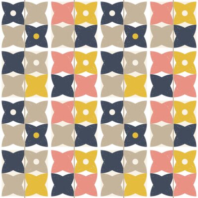 Tapete Moderne Vektor abstrakte nahtlose geometrische Muster mit semi-Kreise und Kreise im Retro-skandinavischen Stil