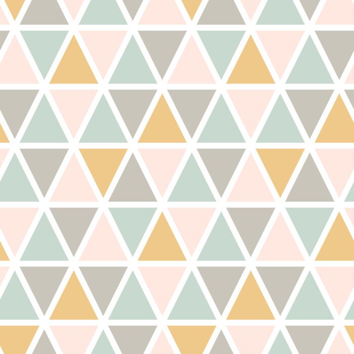 Tapete Modernes abstraktes nahtloses Dreiecksmuster. Skandinavischer Stil. Pastellfarben Vektorhintergrund