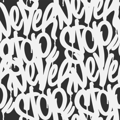 Tapete Modernes schwarz-weißes Graffitimuster