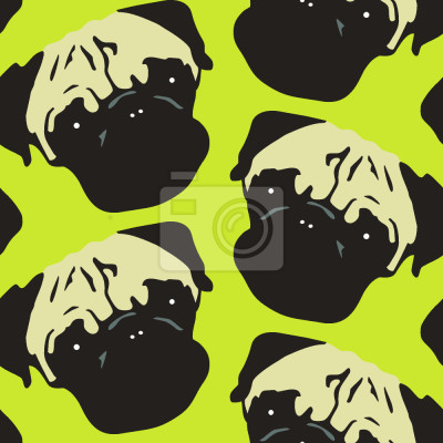 Tapete Möpse auf grünem Hintergrund