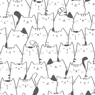 Monochromatisches Muster mit Katzen