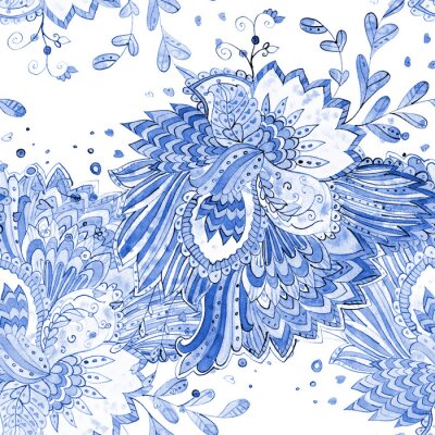 Tapete Monochrome nahtlose Textur mit magischen Muster. Aquarellmalerei