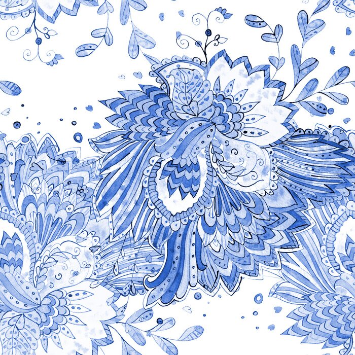 Tapete Monochrome nahtlose Textur mit magischen Muster. Aquarellmalerei