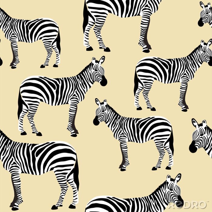 Tapete Monochrome Zebras auf beigem Hintergrund