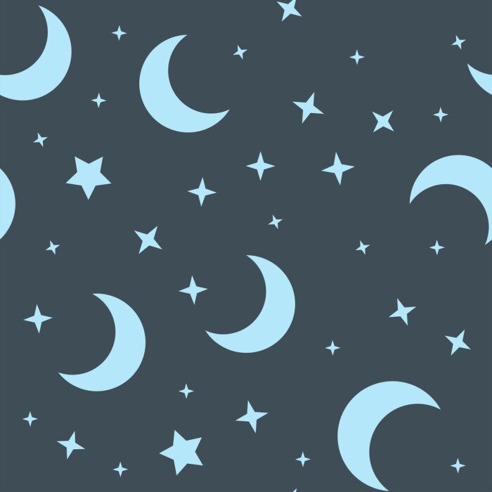 Tapete Moon and stars seamless pattern. Sky texture background. Star and moons.