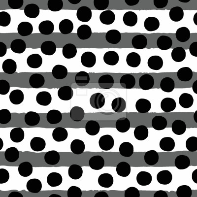 Tapete Motiv mit schwarzen Punkten auf gestreiftem Hintergrund