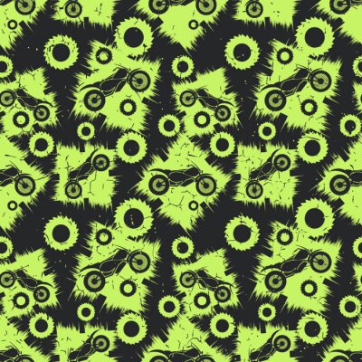Tapete Motorcycles on grunge background. Seamless pattern