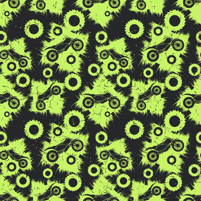 Tapete Motorcycles on grunge background. Seamless pattern