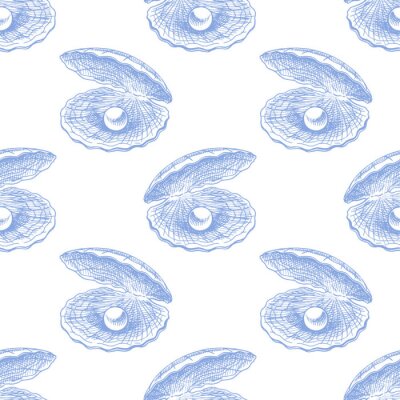 Tapete Muschel mit einer Perle in sanften Farben