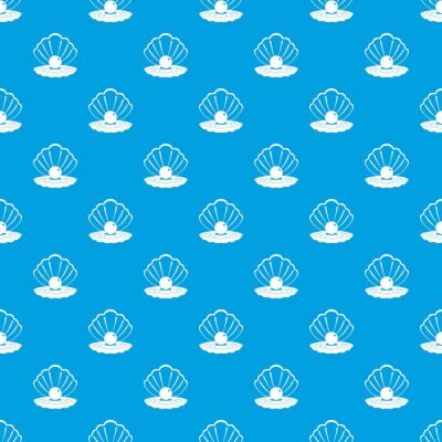 Tapete Muschel mit Perle auf blauem Hintergrund