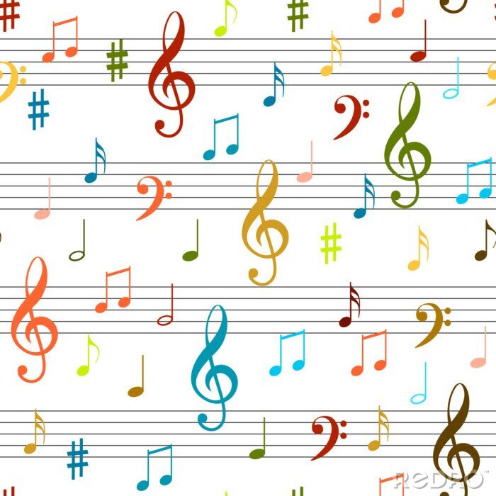 Tapete Musical colorful notes seamless pattern