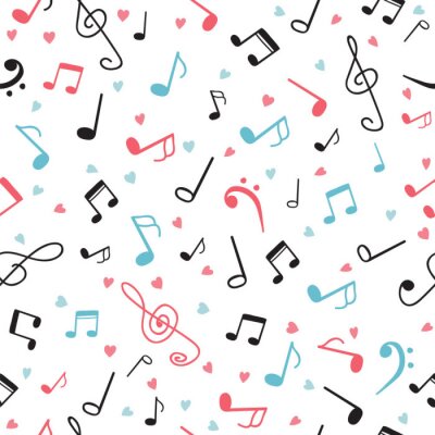 Tapete Musik beachtet abstrakte nahtlose Muster. Hand gezeichnet Hintergrund