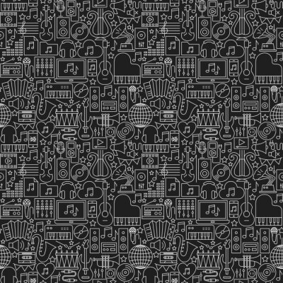 Tapete Musik Dark Line Seamless Pattern