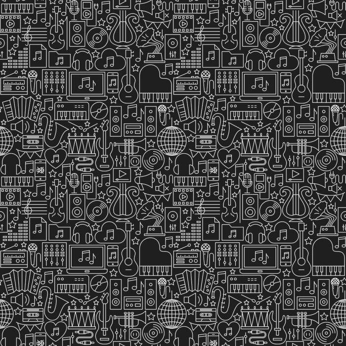Tapete Musik Dark Line Seamless Pattern