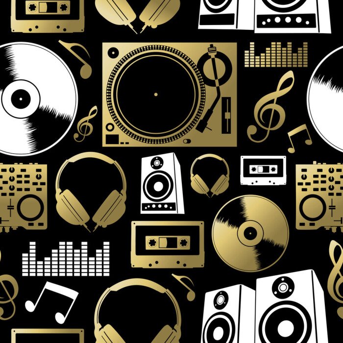 Tapete Musik nahtlose Muster-Symbol Dj-Rock-Party-Club-Set