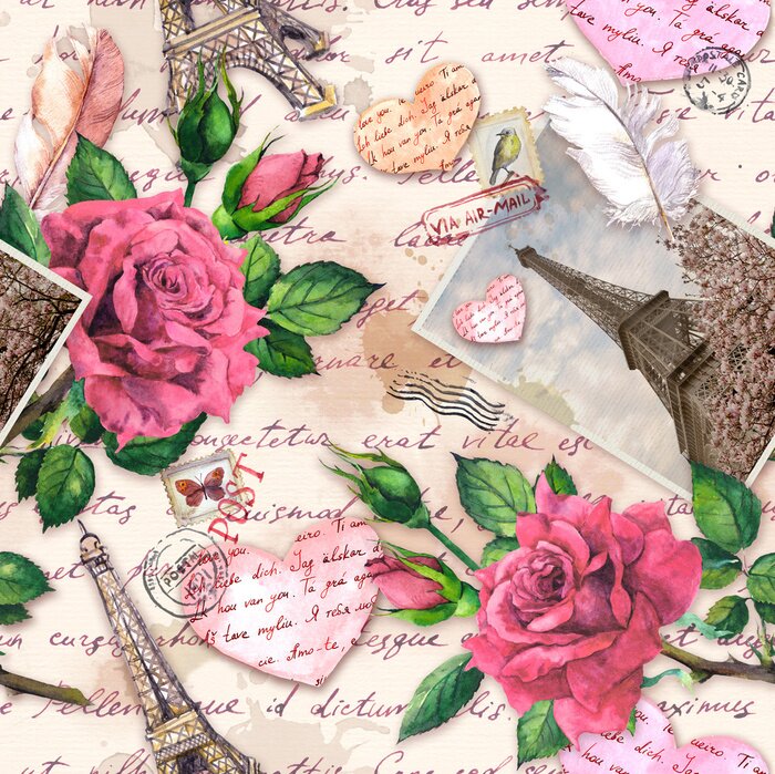 Tapete Muster im Stil des Shabby Chic