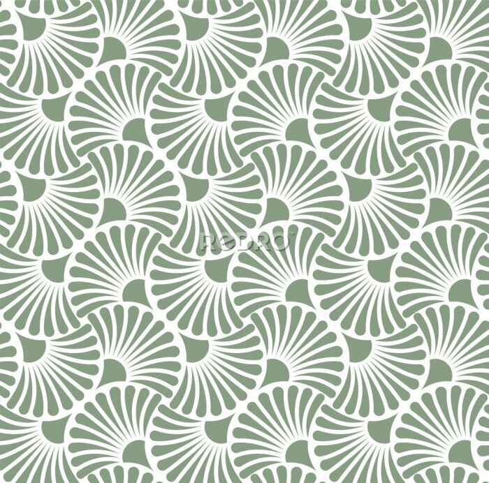 Tapete Muster in Retro-Ästhetik auf grünem Hintergrund