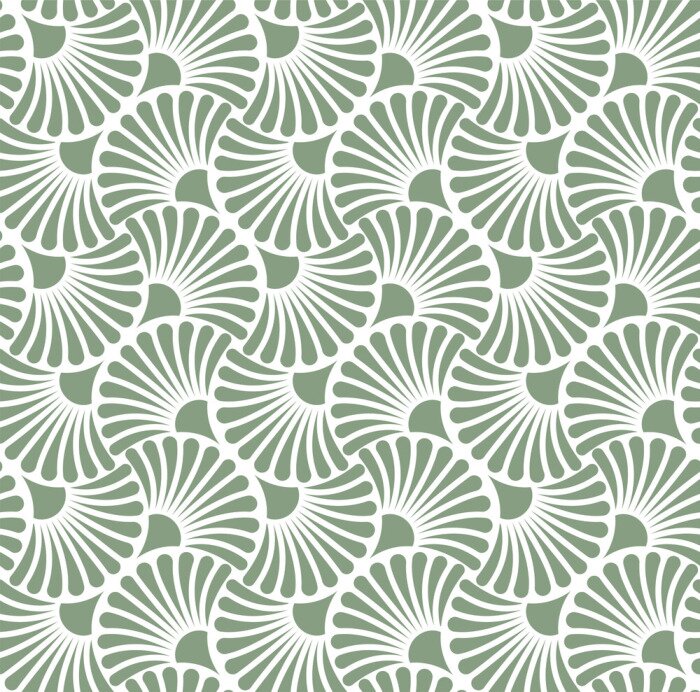 Tapete Muster in Retro-Ästhetik auf grünem Hintergrund