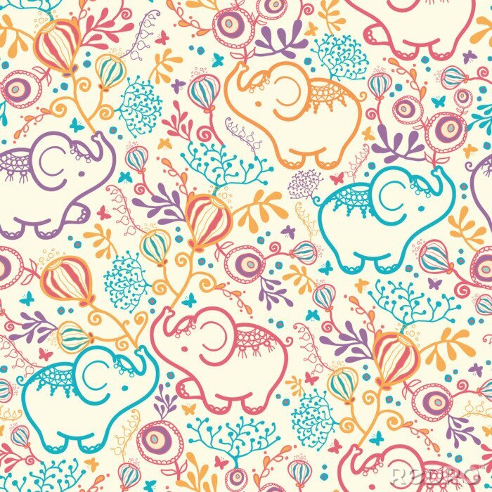 Tapete Muster indischer Elefanten