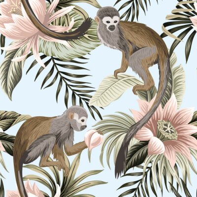 Muster mit Affen inmitten der tropischen Vegetation