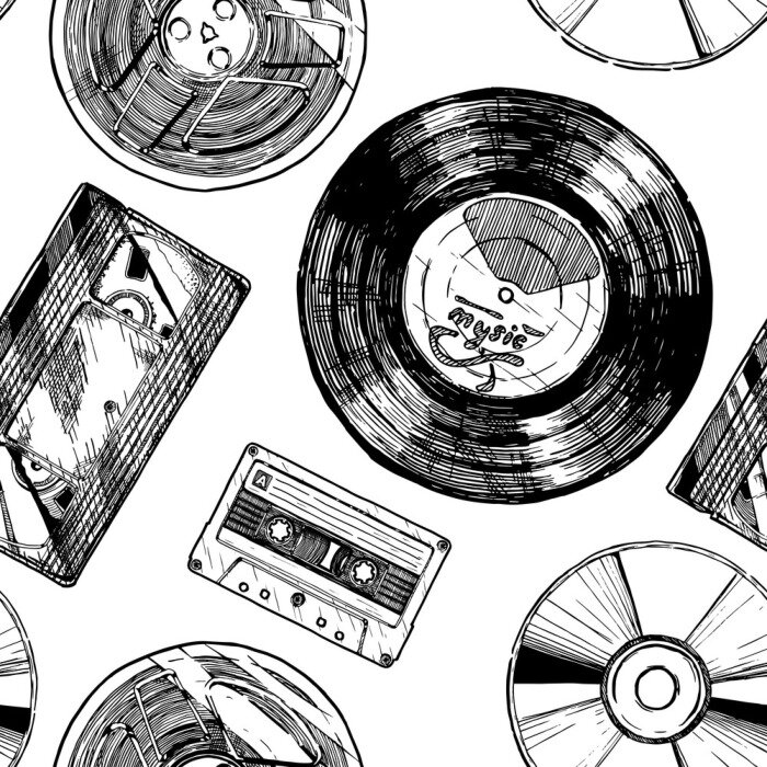 Tapete Muster mit Audio- und Videoträgern