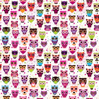 Tapete Muster mit bunten Eulen