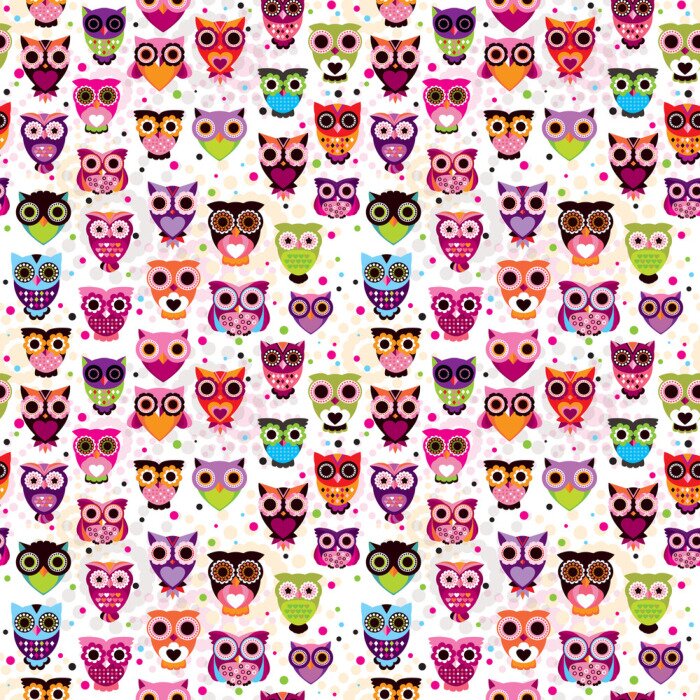 Tapete Muster mit bunten Eulen