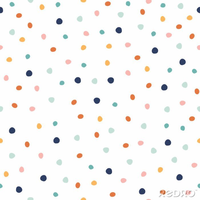 Tapete Muster mit bunten unregelmäßigen Punkten auf weißem Hintergrund