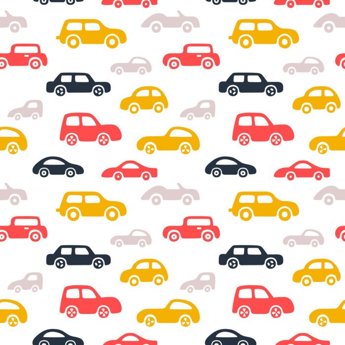 Tapete Muster mit farbenfrohen Autos