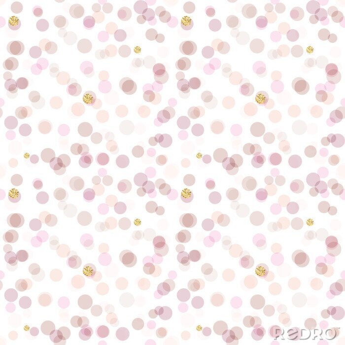 Tapete Muster mit kleinen rosa Punkten und Goldimitation