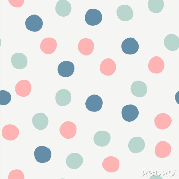 Tapete Muster mit pastellfarbenen Kreisen auf grauem Hintergrund