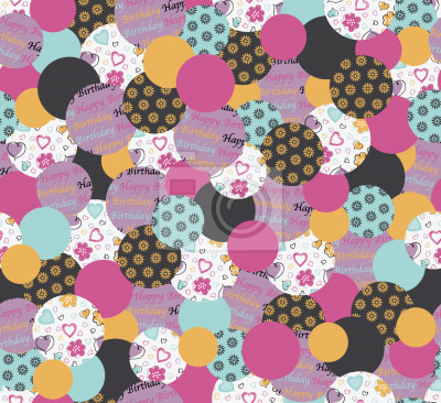 Tapete Muster mit Punkten Herzen und Aufschriften