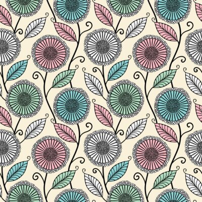 Tapete Muster mit Pusteblumen und Blättern