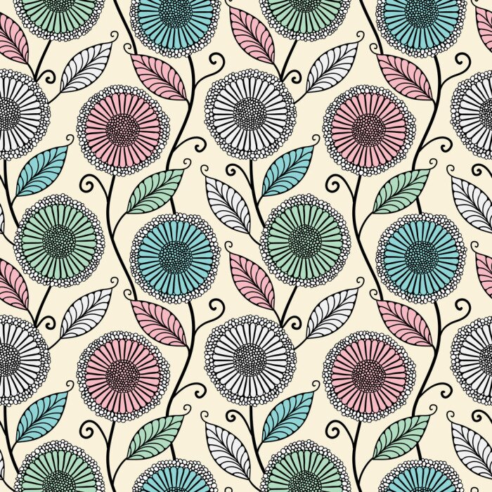 Tapete Muster mit Pusteblumen und Blättern