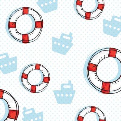 Tapete Muster mit Rettungsringen