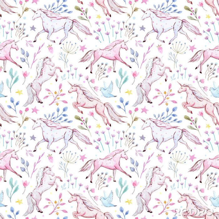 Tapete Muster mit rosa Einhörnern