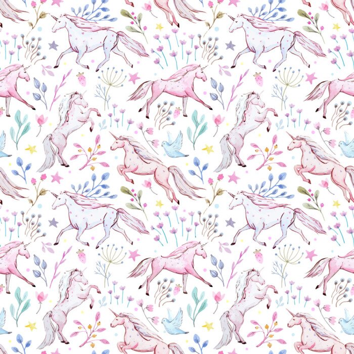 Tapete Muster mit rosa Einhörnern