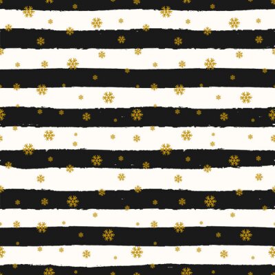 Tapete Muster mit schwarz-weißen Streifen und Schneeflocken