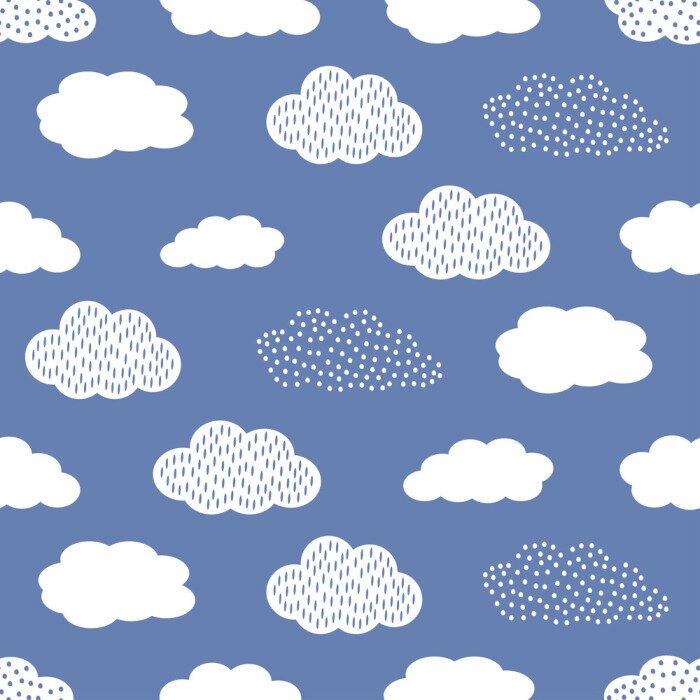 Tapete Muster mit Wolken auf blauem Hintergrund