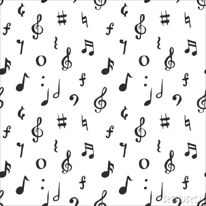 Tapete Muster-Vektorillustration der Musikanmerkung nahtlose. Hand gezeichnete skizzierte Gekritzelmusikanmerksymbole