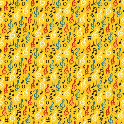 Tapete Muster-Vektorillustration der Musikanmerkung nahtlose. Hand gezeichnete skizzierte Gekritzelmusikanmerksymbole