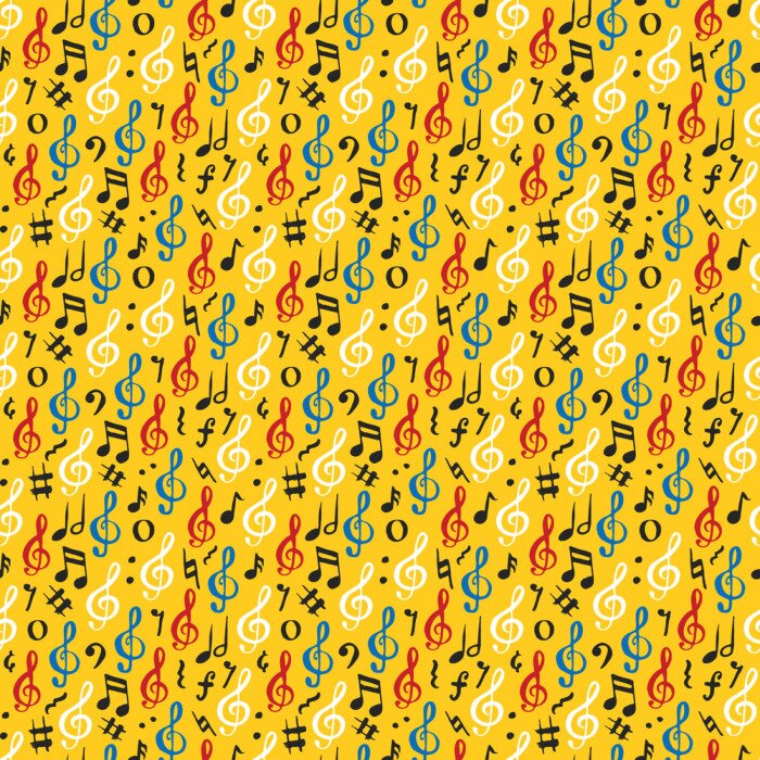 Tapete Muster-Vektorillustration der Musikanmerkung nahtlose. Hand gezeichnete skizzierte Gekritzelmusikanmerksymbole