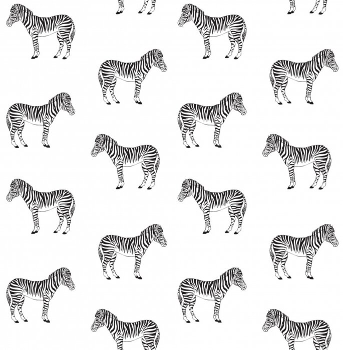 Tapete Muster Zebrastreifen schwarz-weiß auf weißem Hintergrund