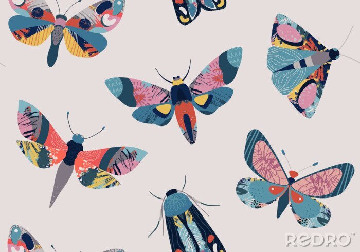 Tapete Nachtfalter und Schmetterlinge Muster