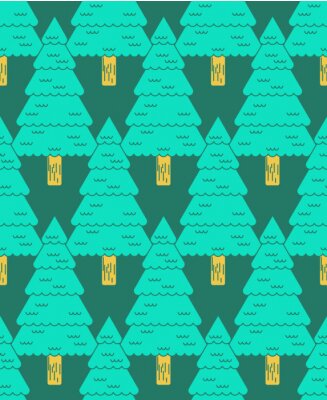 Tapete Nadelwald auf grünem Hintergrund